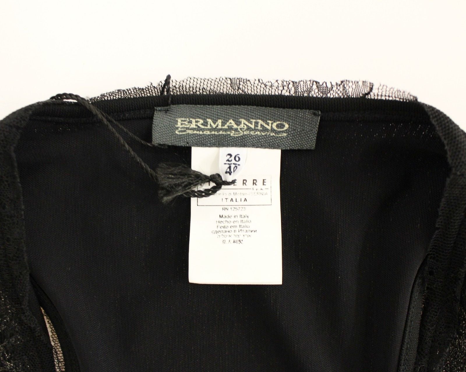 Черна еластична мини рокля с дантела Ermanno Scervino