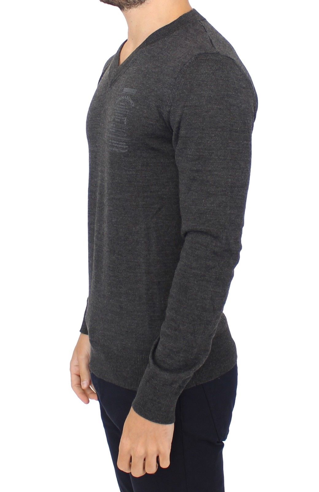 Пуловер с V-образно деколте и сив вълнен пуловер Ermanno Scervino