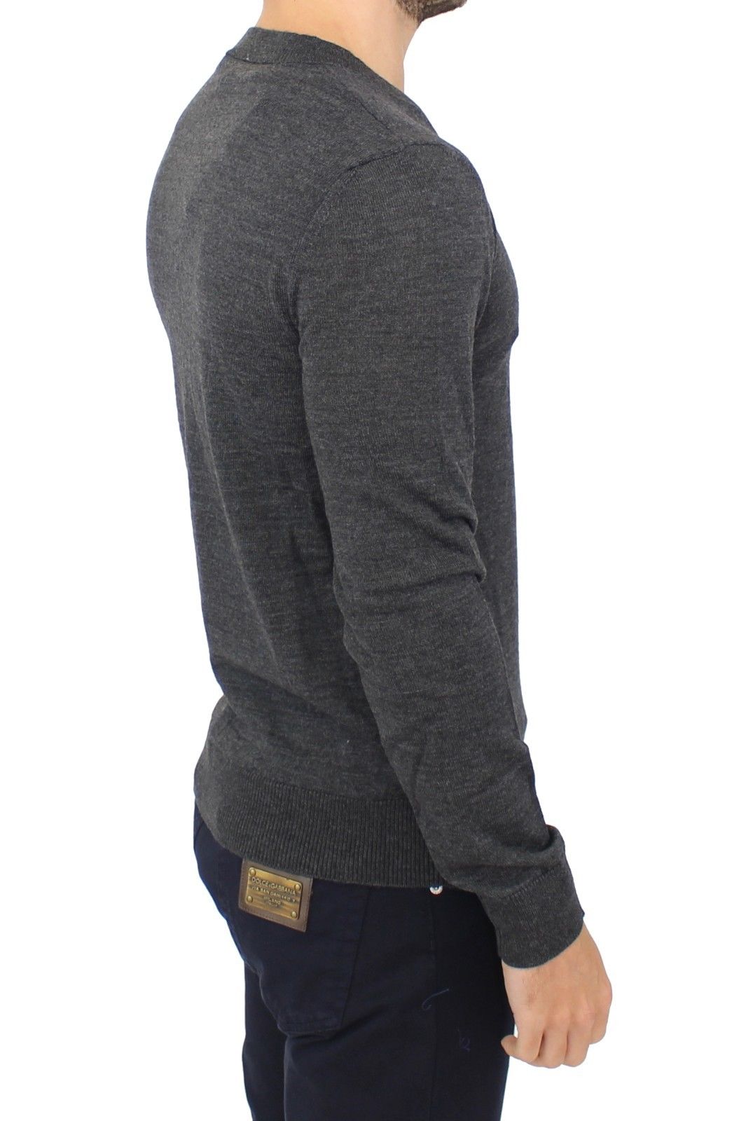 Пуловер с V-образно деколте и сив вълнен пуловер Ermanno Scervino