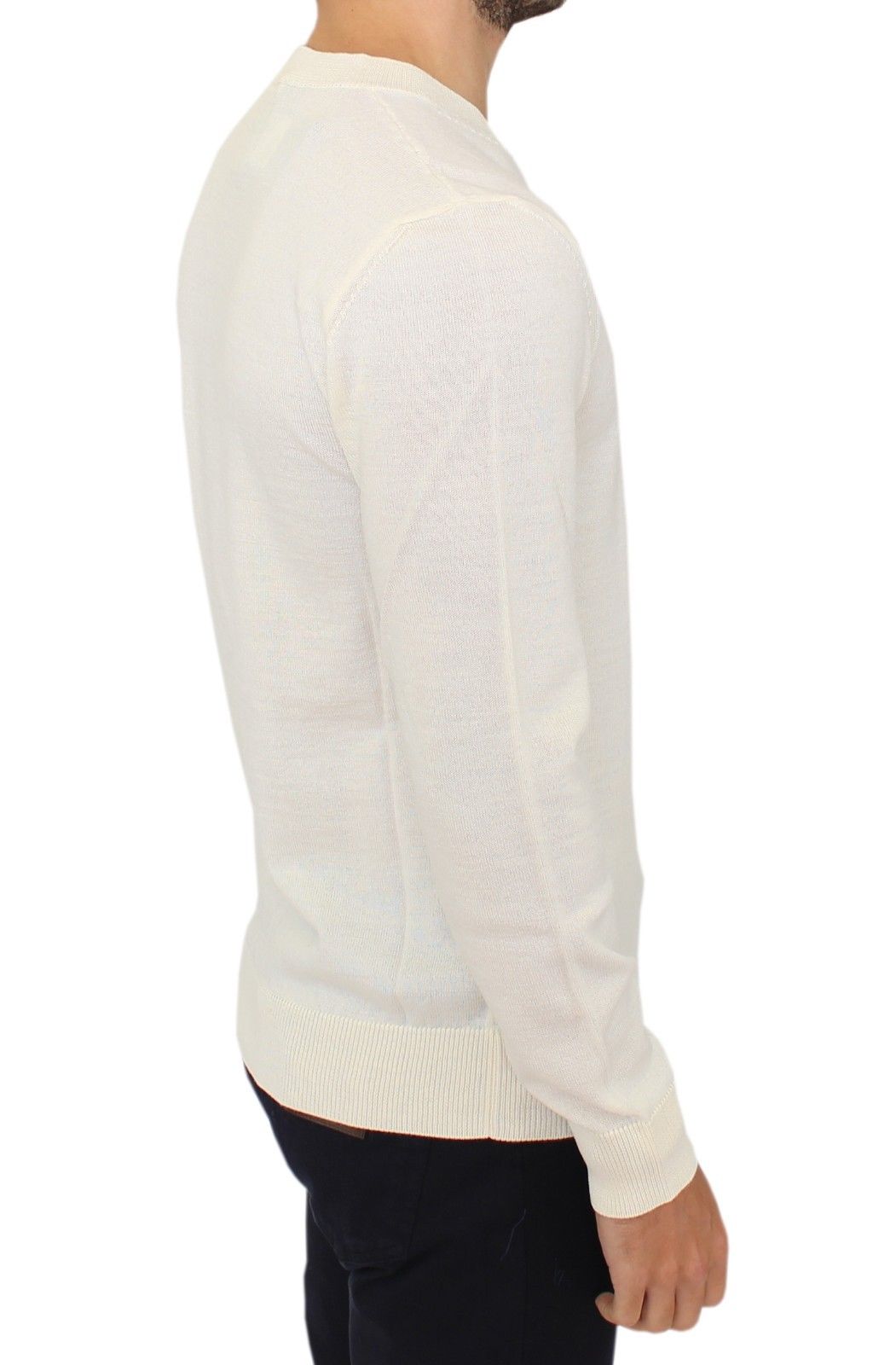 Пуловер с V-образно деколте от бяла вълнена смес Ermanno Scervino