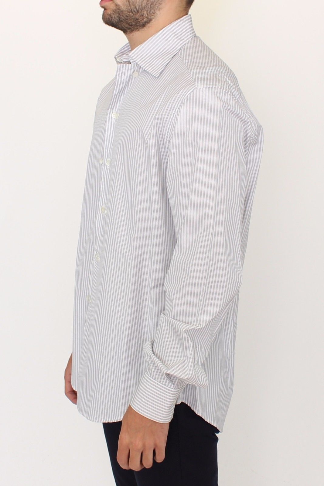 Ежедневна риза Ermanno Scervino с бяло сиво райе и нормална кройка
