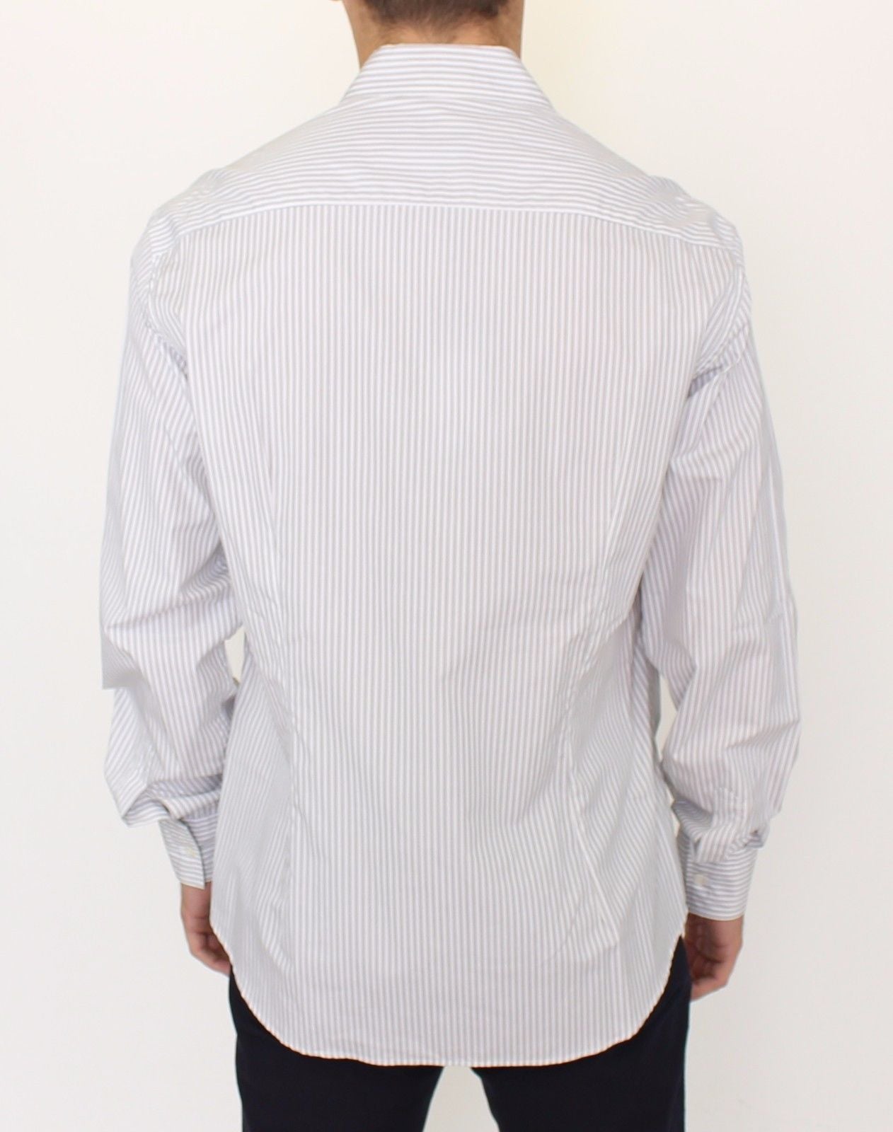 Ежедневна риза Ermanno Scervino с бяло сиво райе и нормална кройка