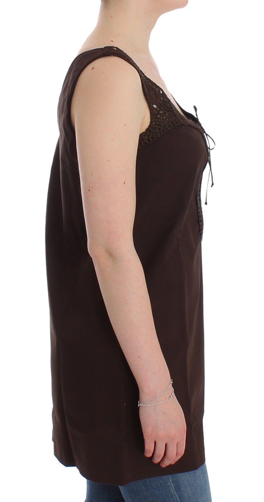 Плажно облекло Ermanno Scervino Кафява памучна еластична рокля-туника