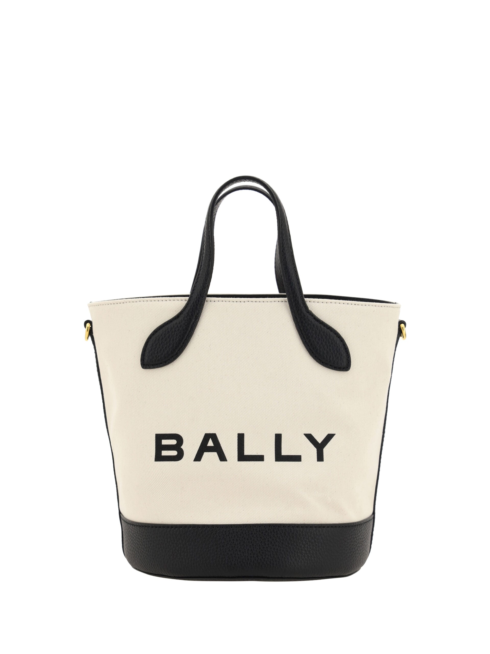 Бяла и черна кожена чанта Bally