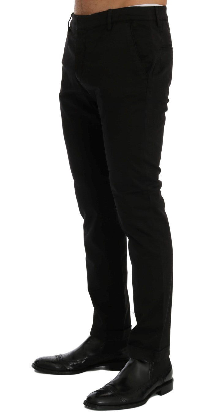 Костюм Национален черен прилепнал памучен еластичен панталон