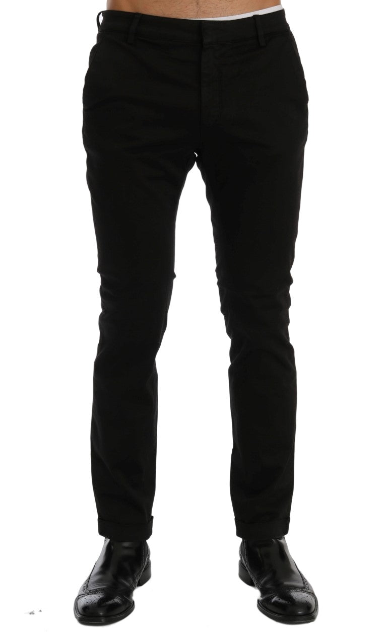 Костюм Национален черен прилепнал памучен еластичен панталон