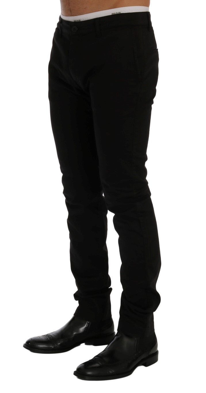 GF Ferre Черни памучни еластични панталони чинос