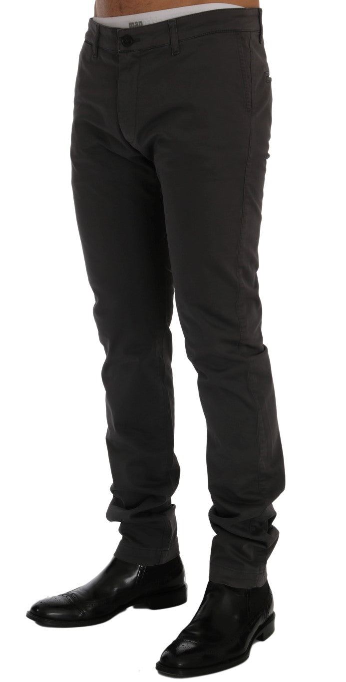 GF Ferre Сиви памучни еластични панталони чинос