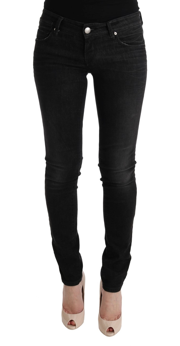 Черни дънкови памучни дънки Acht Slim Fit Jeans