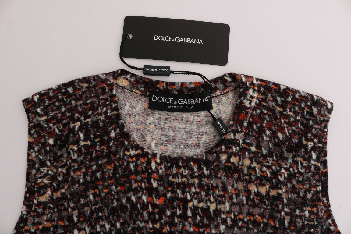 Dolce & Gabbana Sleeveless Multicolor Knit Wool Top