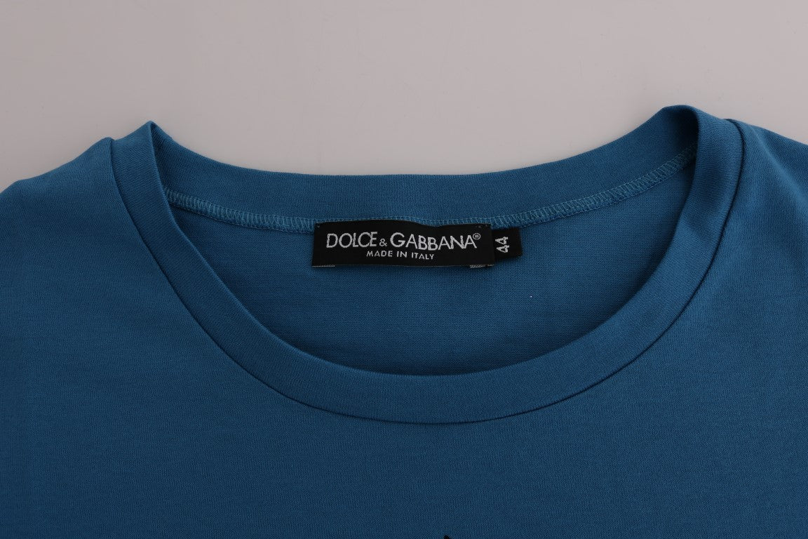 Dolce & Gabbana Chic Blue Cotton Tee with 2017 Print