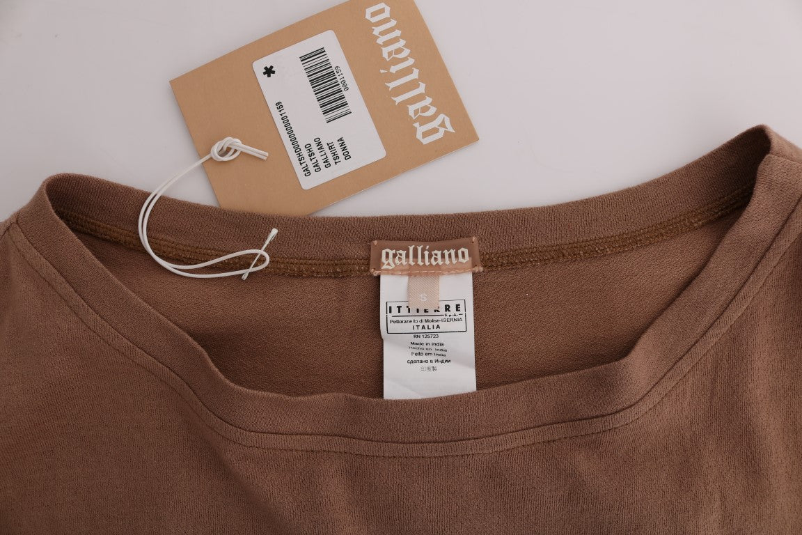 Кафяв памучен пуловер с шипове John Galliano