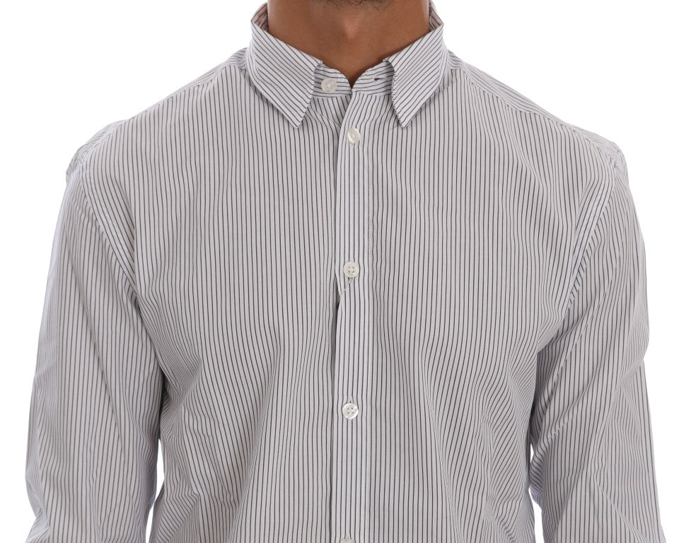 Frankie Morello Ежедневна памучна стандартна риза с бели сини райета