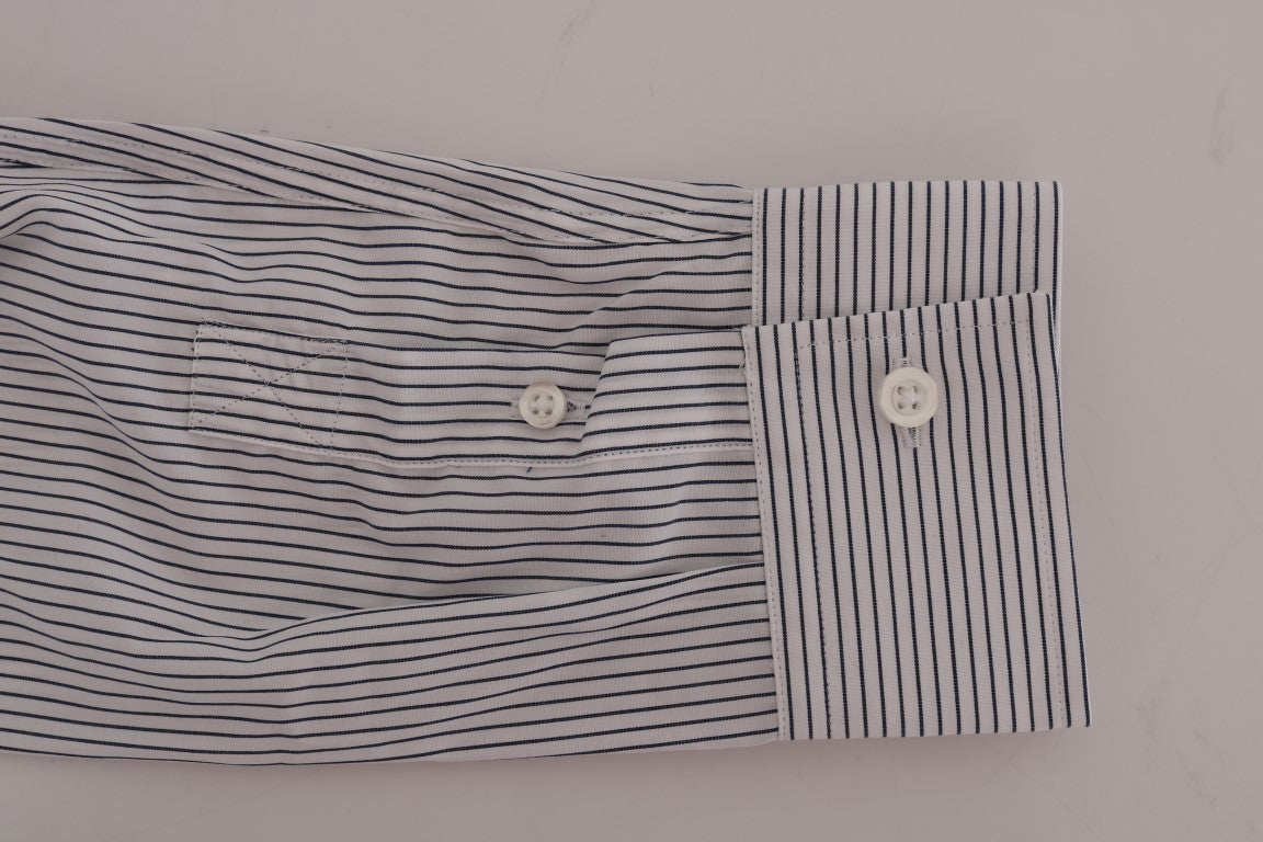 Frankie Morello Ежедневна памучна стандартна риза с бели сини райета