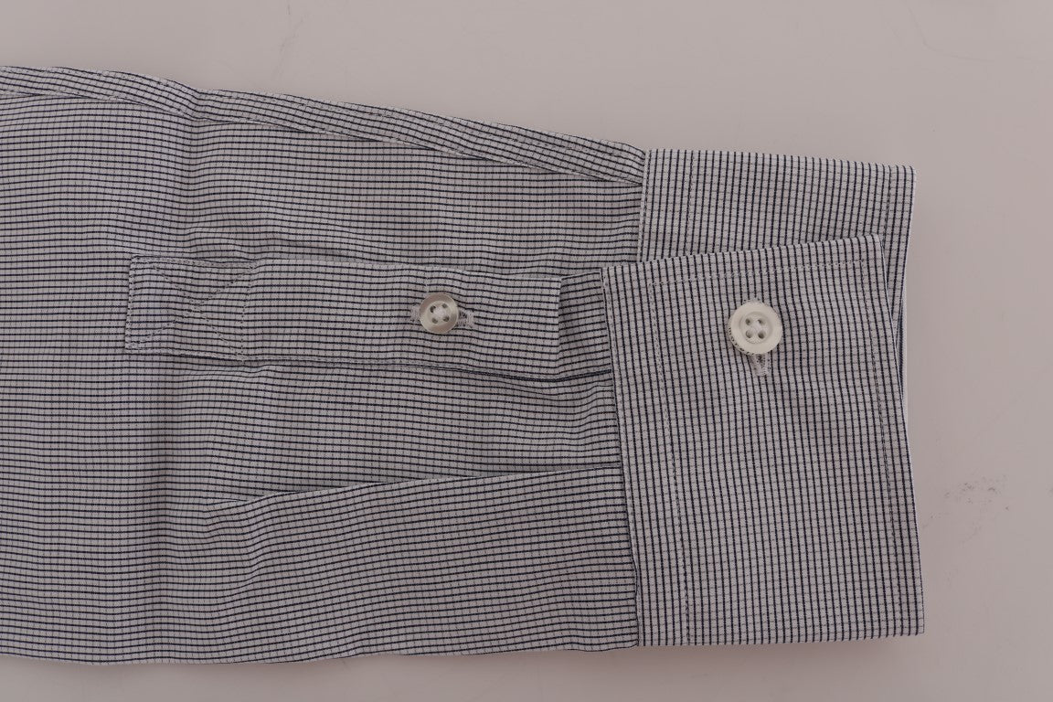 Ежедневна памучна стандартна риза Frankie Morello в бяло и синьо каре