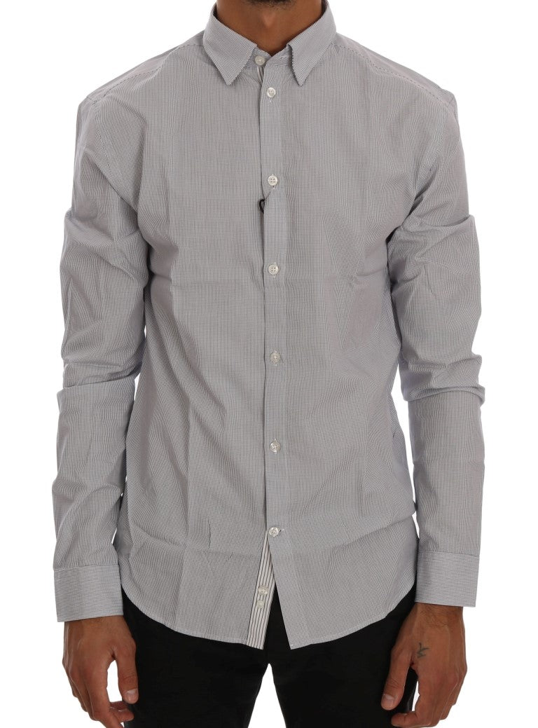 Ежедневна памучна стандартна риза Frankie Morello в бяло и синьо каре