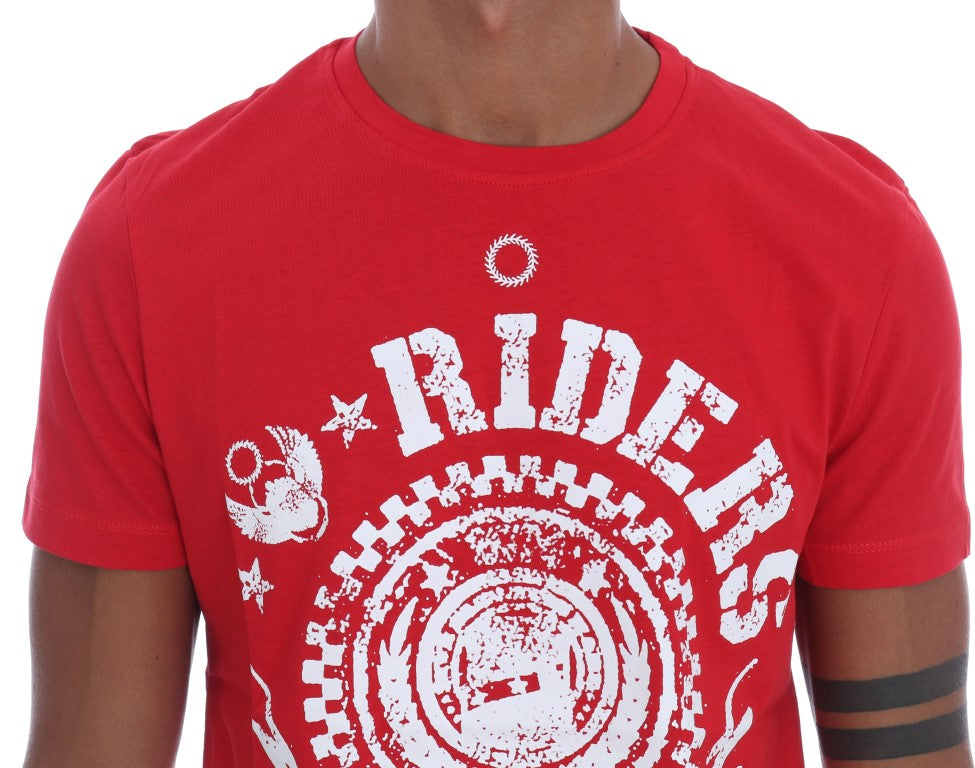 Frankie Morello Червена памучна тениска RIDERS Crewneck
