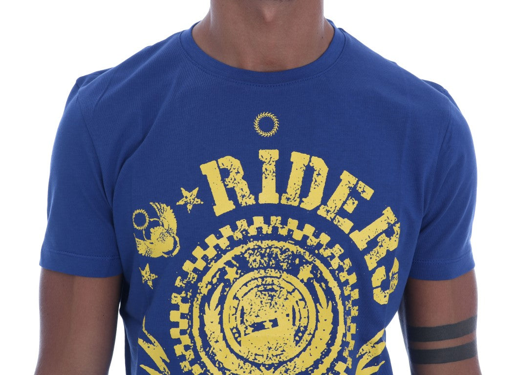 Синя памучна тениска RIDERS с кръгло деколте Frankie Morello