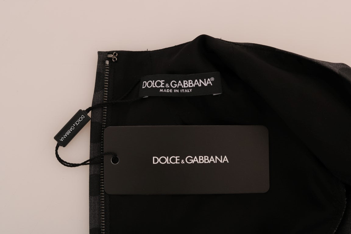 Dolce &amp; Gabbana Сива вълнена рокля на точки на полка