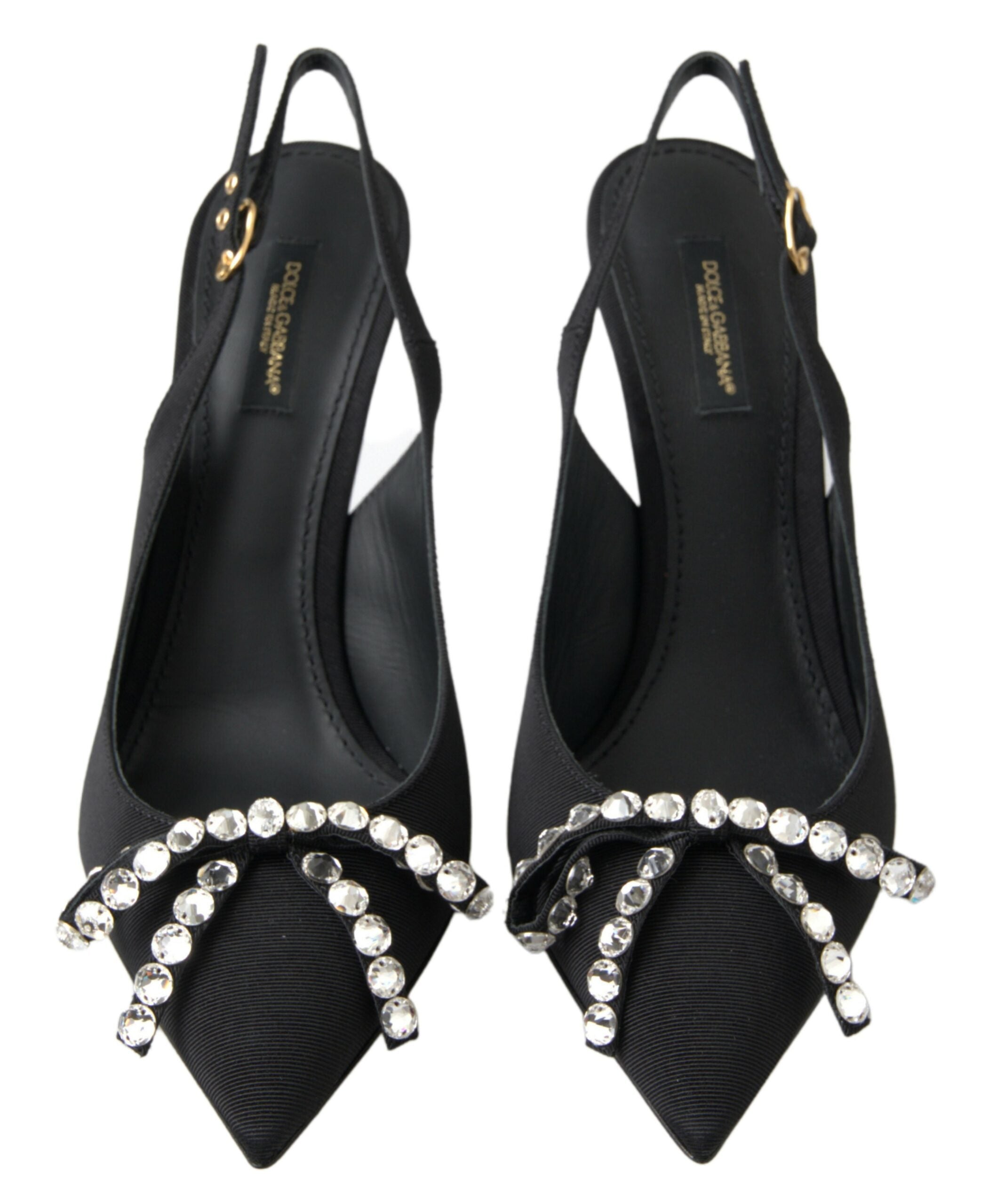 Dolce &amp; Gabbana, черни, кристално украсени обувки на токчета
