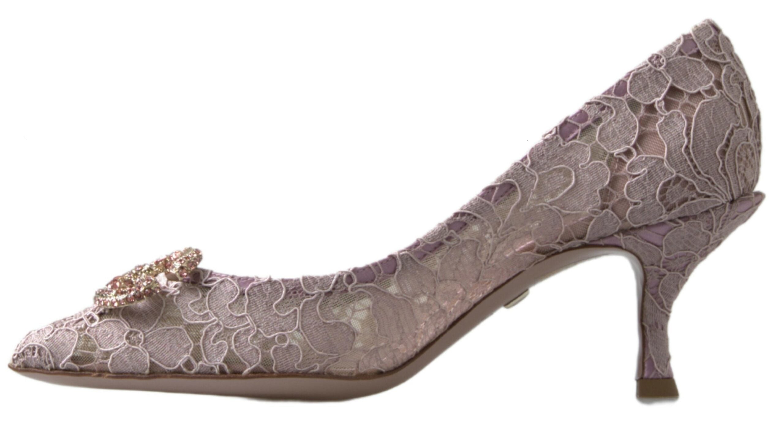 Обувки Dolce &amp; Gabbana Pink Floral Lace DG Crystal Pumps