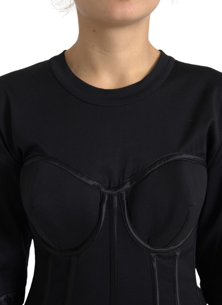 Dolce &amp; Gabbana черен памучен корсет тениска с къси ръкави