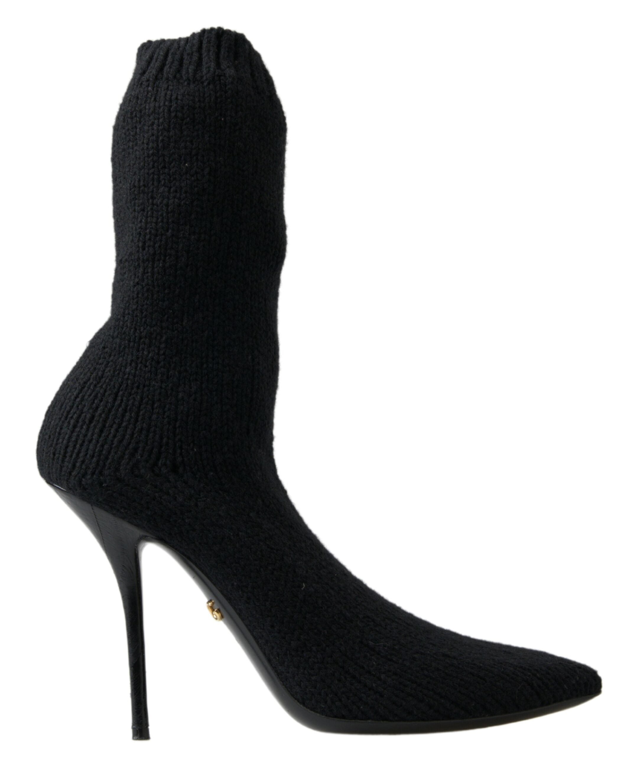 Dolce &amp; Gabbana черни дамски ботуши на ток с висок ток до прасеца