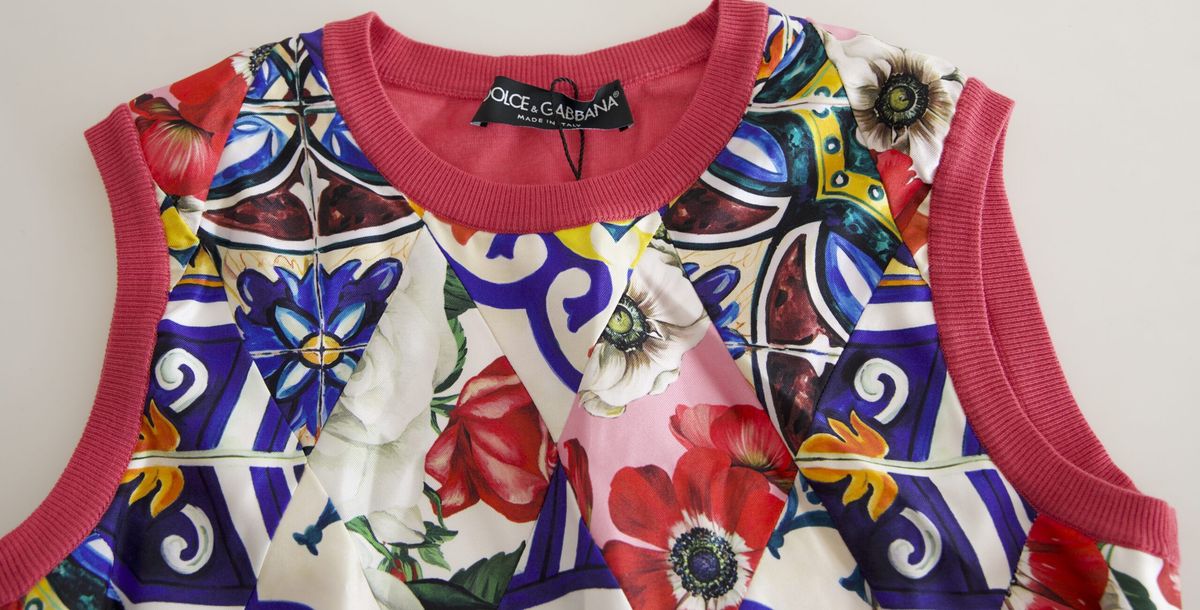 Dolce &amp; Gabbana Многоцветен майоликов потник с флорално деколте