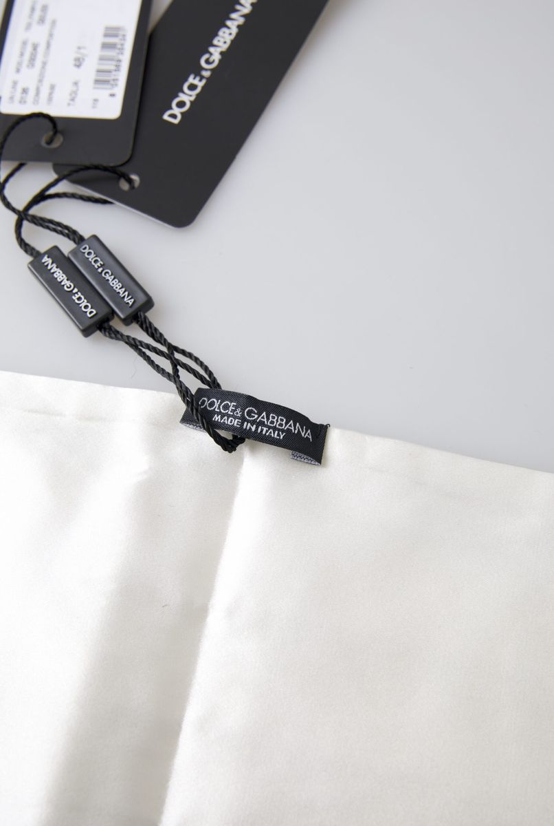 Dolce &amp; Gabbana бял мъжки копринен колан с широка талия