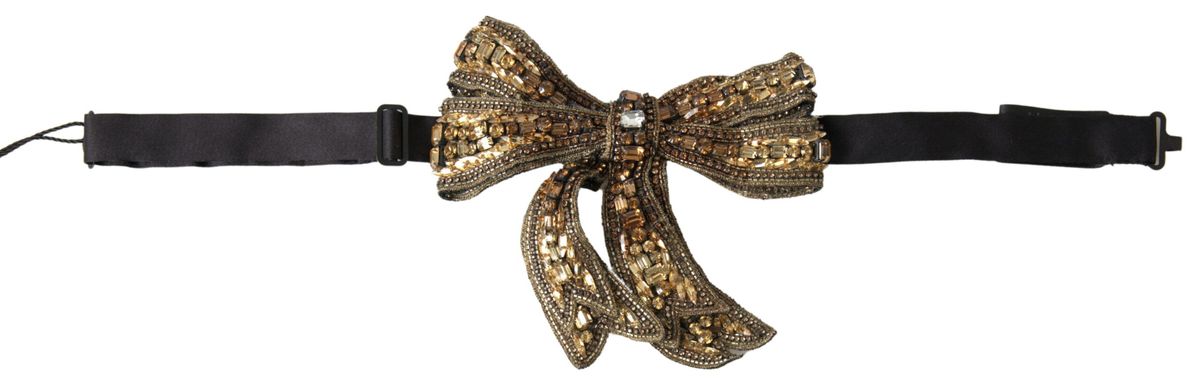 Копринено колие Dolce &amp; Gabbana със златни кристали и пайети с папийонка