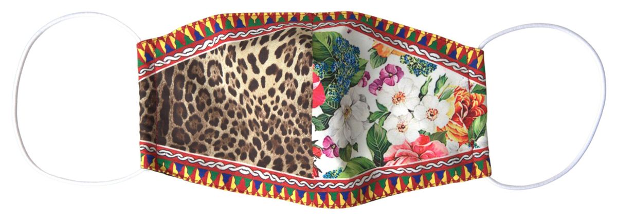 Dolce &amp; Gabbana Multicolor Leopard Floral Elastic Ear Strap Маска за лице