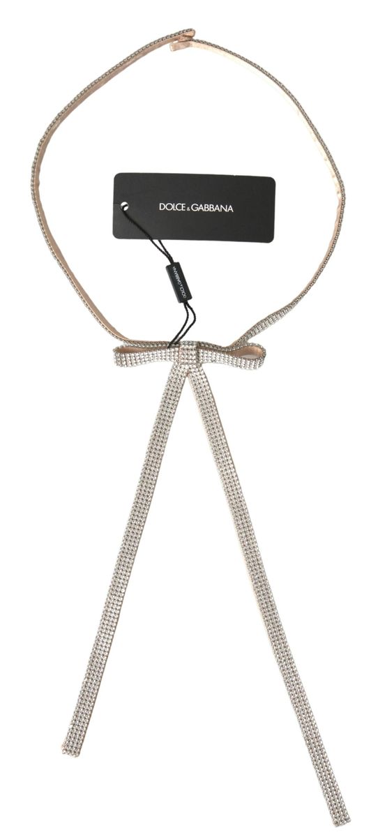 Dolce &amp; Gabbana бежов копринен прозрачен колан с кристална панделка