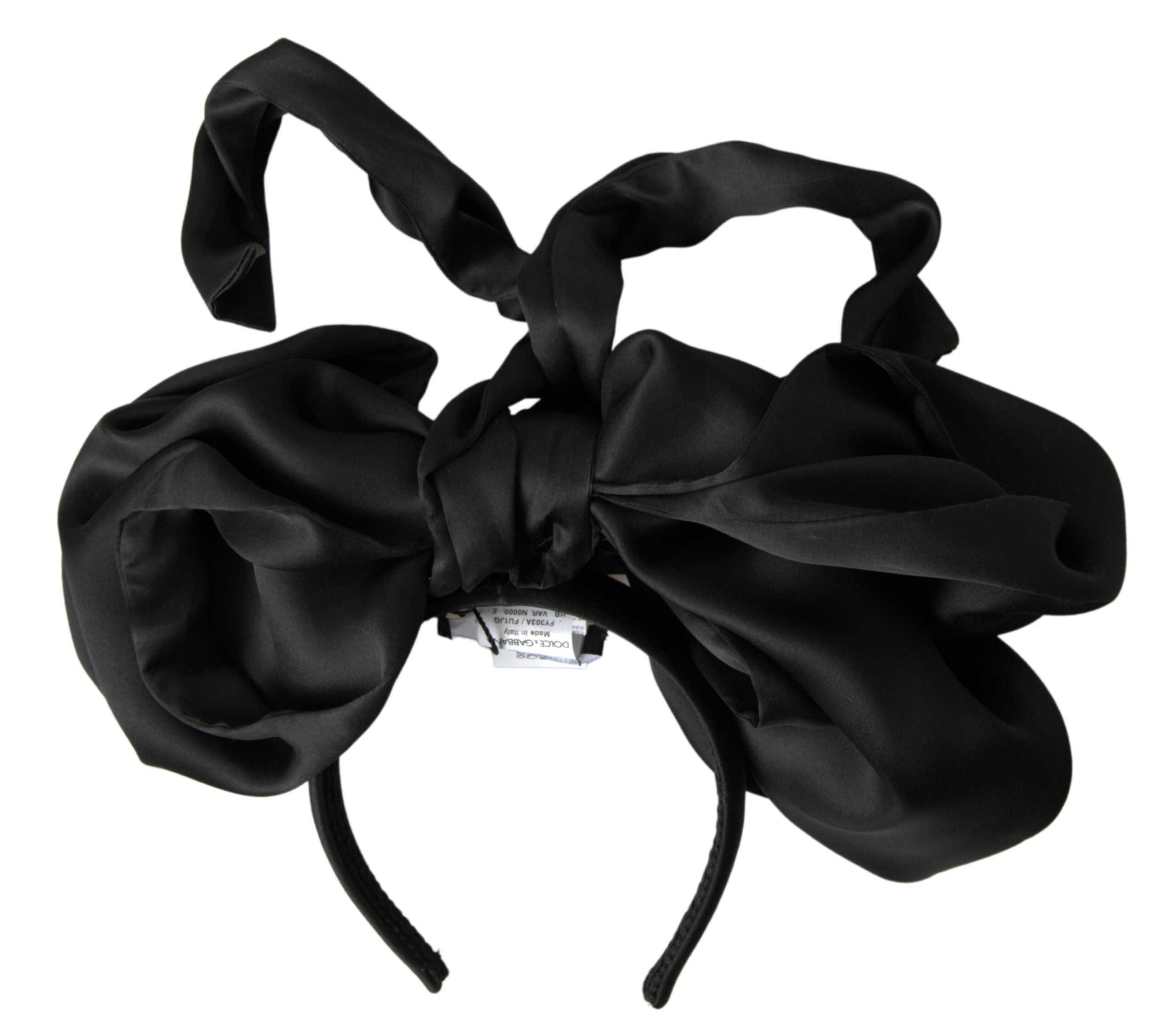 Dolce &amp; Gabbana черна копринена голяма диадема за глава с панделка