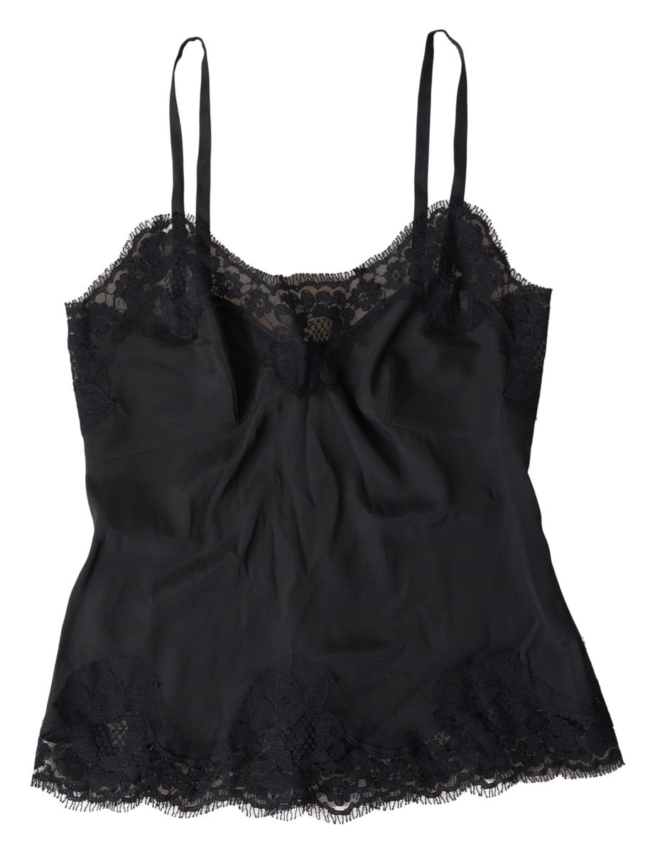 Копринено спално облекло Dolce &amp; Gabbana с черна дантела