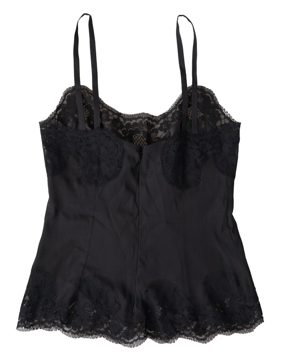Копринено спално облекло Dolce &amp; Gabbana с черна дантела