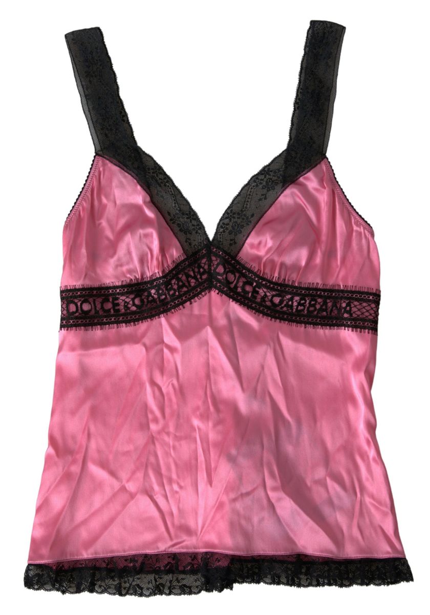 Dolce &amp; Gabbana Pink Lace Silk Sleepwear Горно бельо от камизола