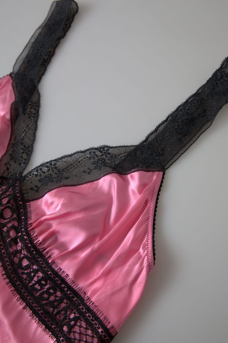 Dolce &amp; Gabbana Pink Lace Silk Sleepwear Горно бельо от камизола