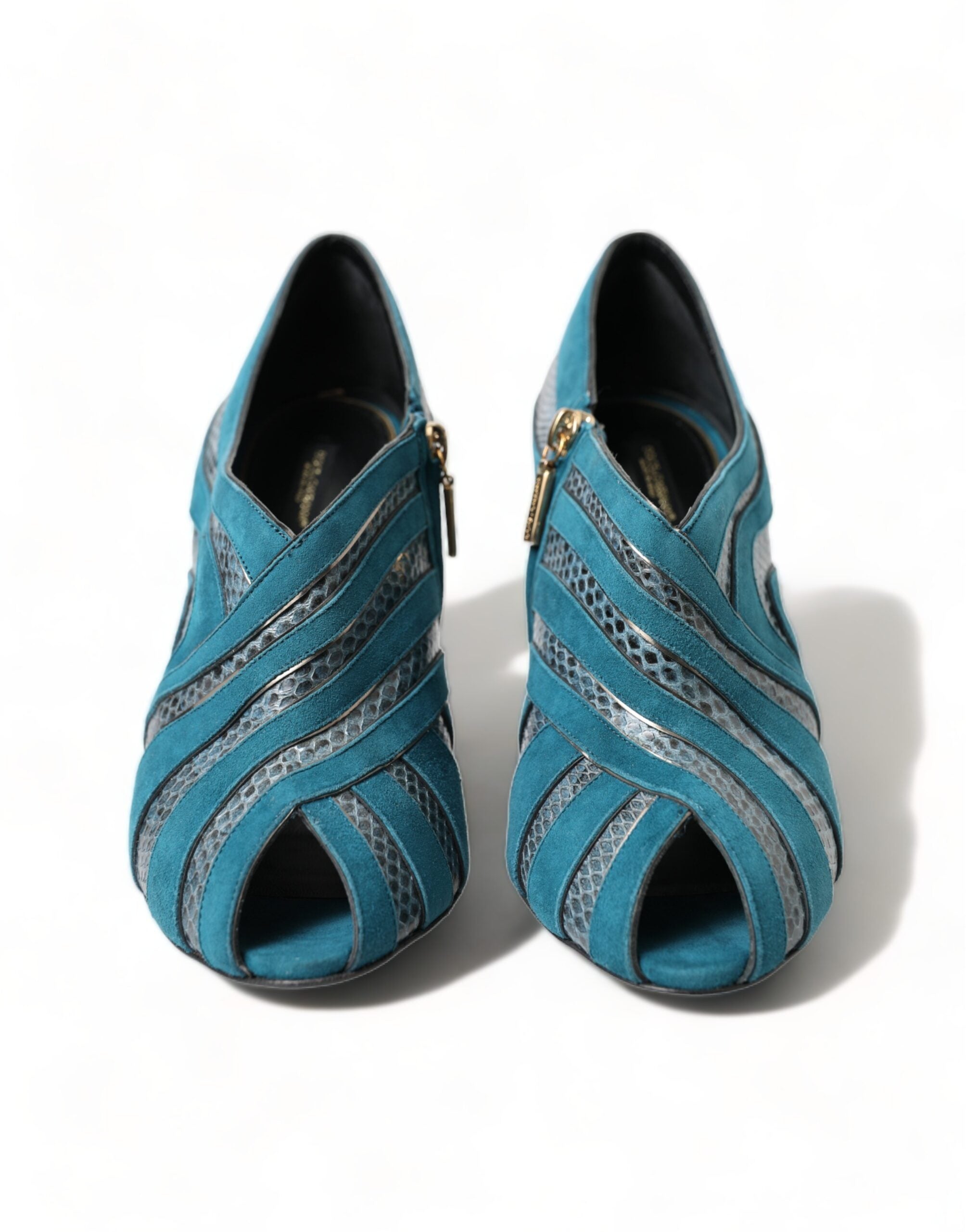 Dolce &amp; Gabbana Синьо-зелени велурени кожени обувки с високи пръсти