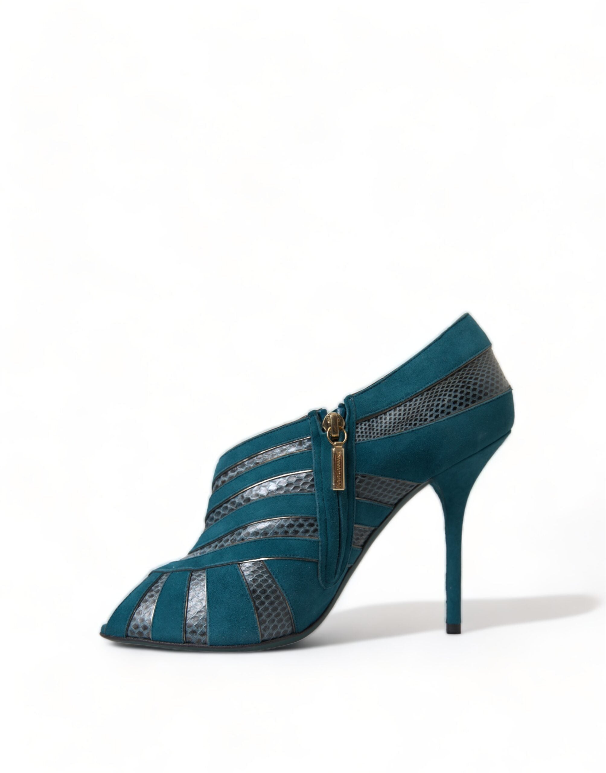 Dolce &amp; Gabbana Синьо-зелени велурени кожени обувки с високи пръсти
