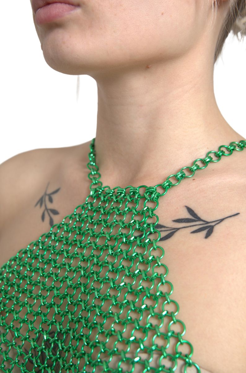 Dolce &amp; Gabbana Зелен алуминиев потник без ръкави с халтер