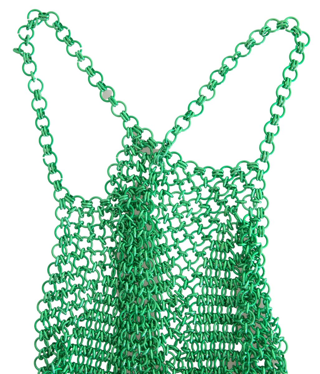 Dolce &amp; Gabbana Зелен алуминиев потник без ръкави с халтер