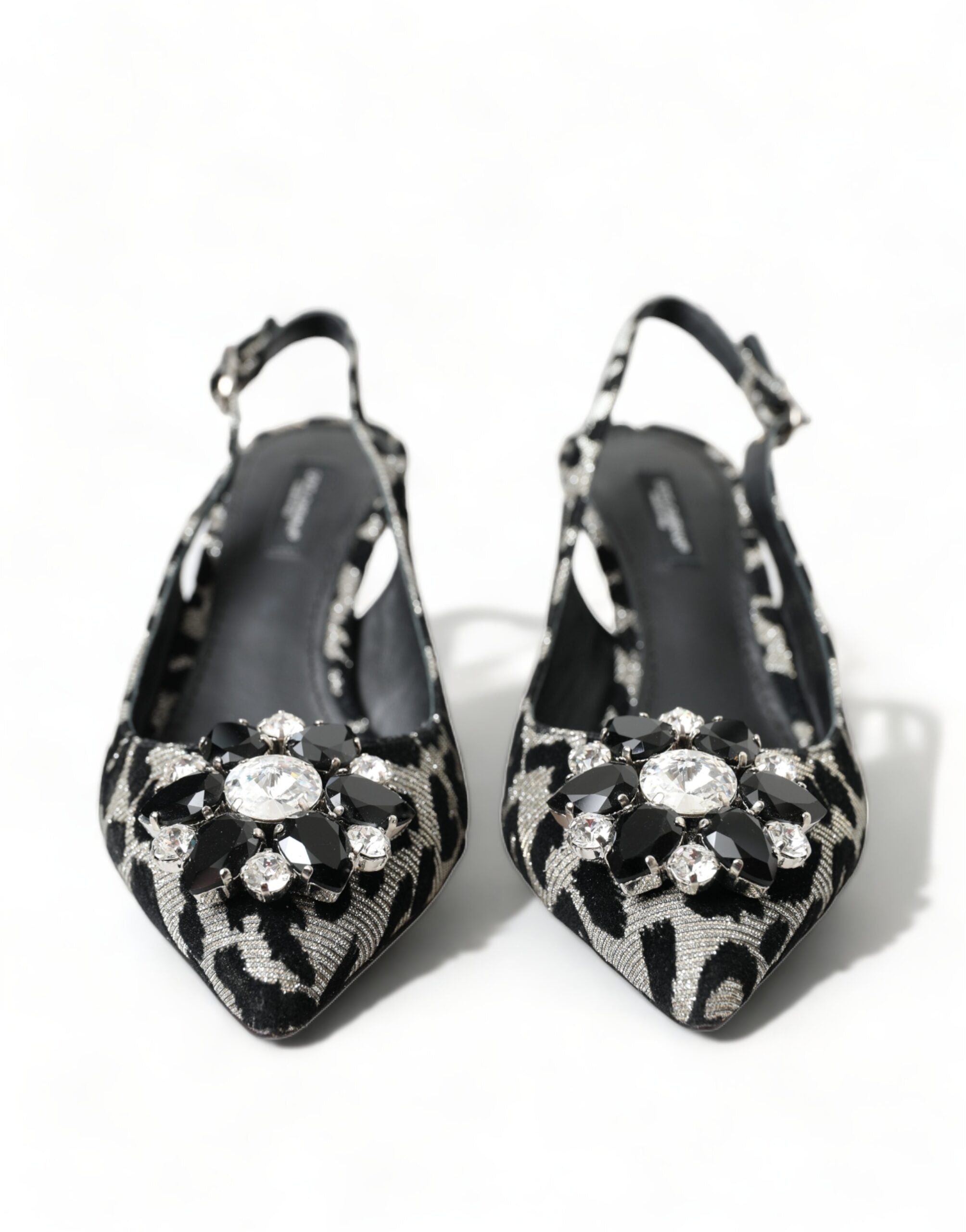 Обувки Dolce &amp; Gabbana Silver Leopard Crystal Slingback
