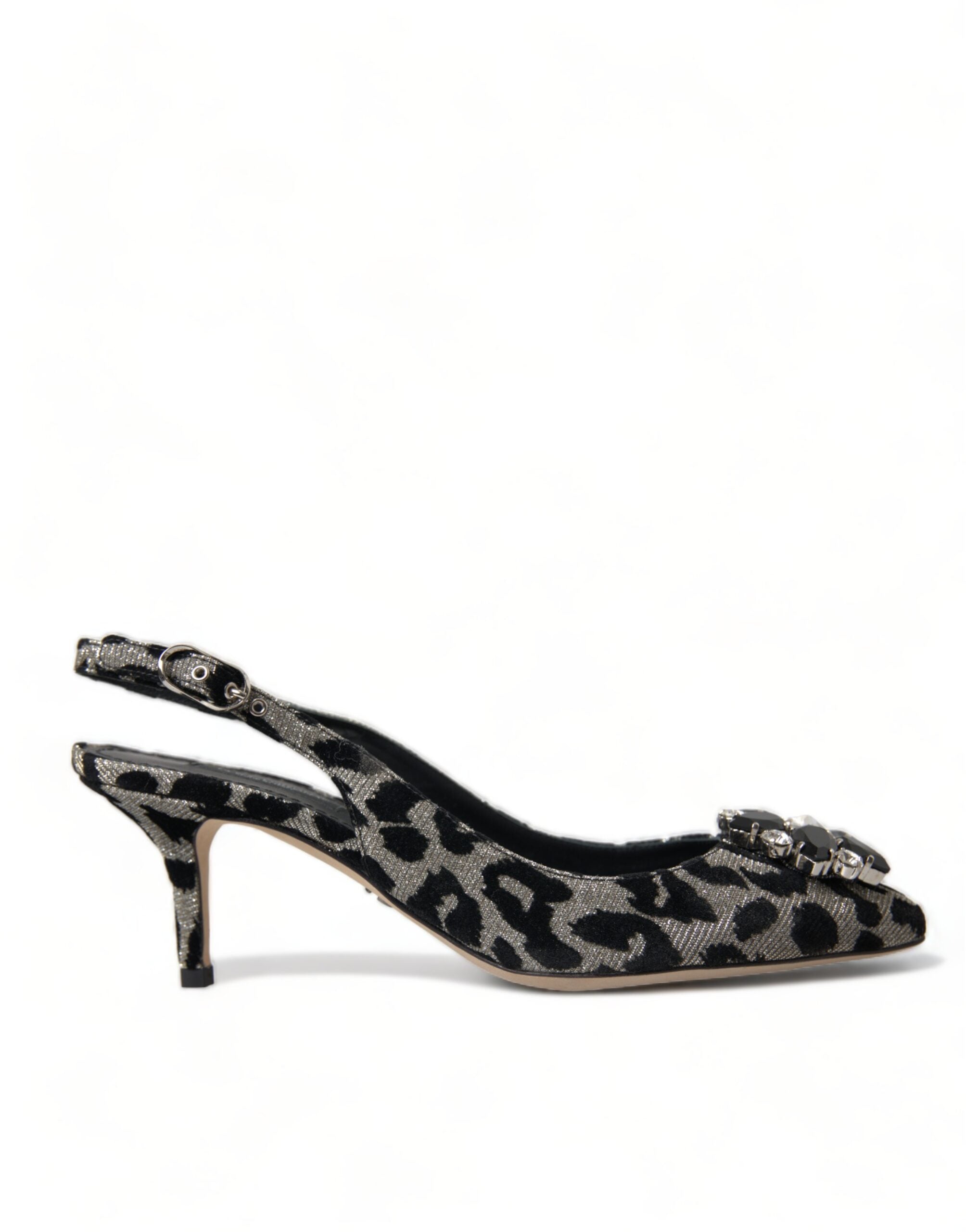 Обувки Dolce &amp; Gabbana Silver Leopard Crystal Slingback