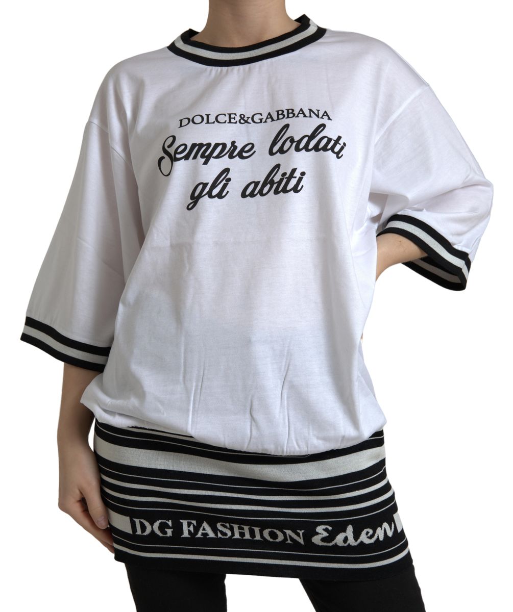 Dolce & Gabbana Elegant White Cotton Crew Neck Tee