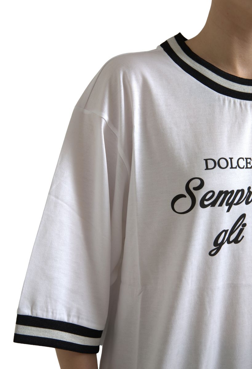 Dolce &amp; Gabbana Бяла памучна тениска DG Fashion с кръгло деколте