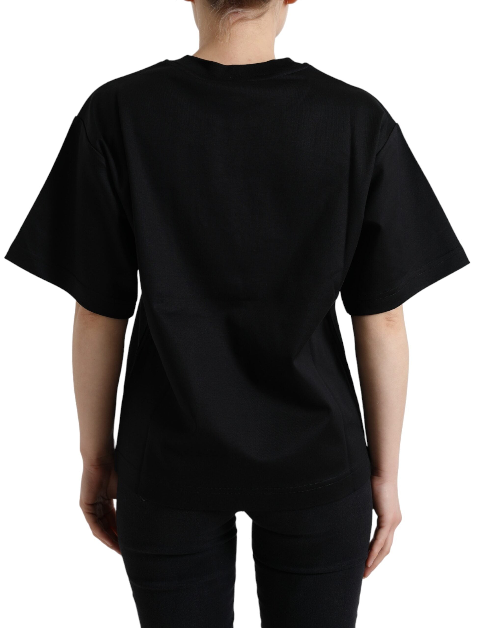 Dolce & Gabbana Elegant Black Crystal-Embellished T-Shirt