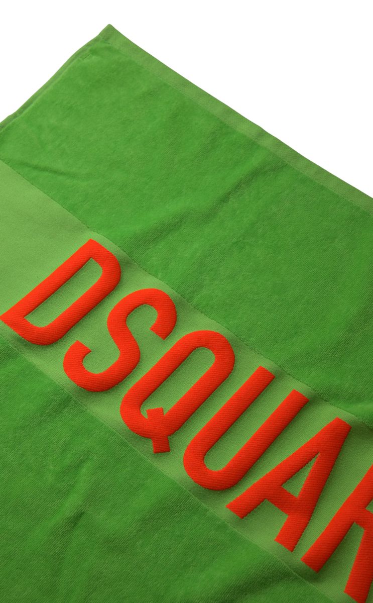 Мека памучна плажна кърпа унисекс Dsquared² с принт на зелено лого