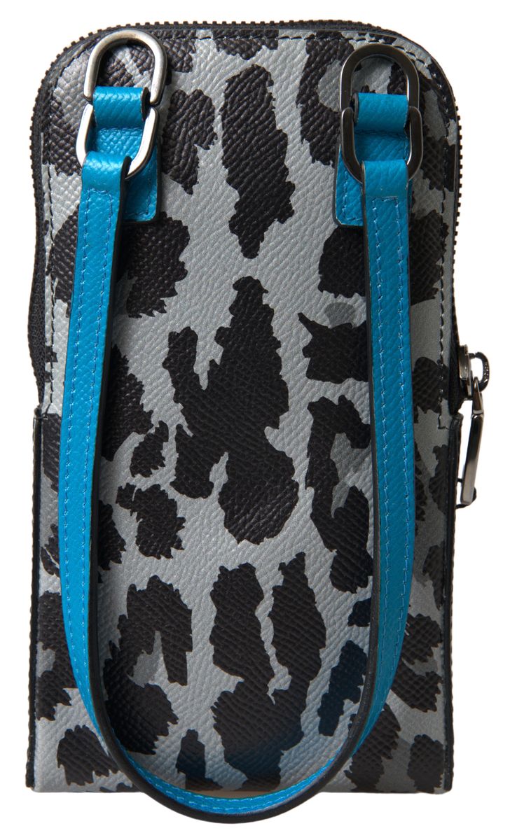 Dolce &amp; Gabbana Grey Leopard Leopard кожена мъжка чанта Crossbody Sling Чанта за телефон