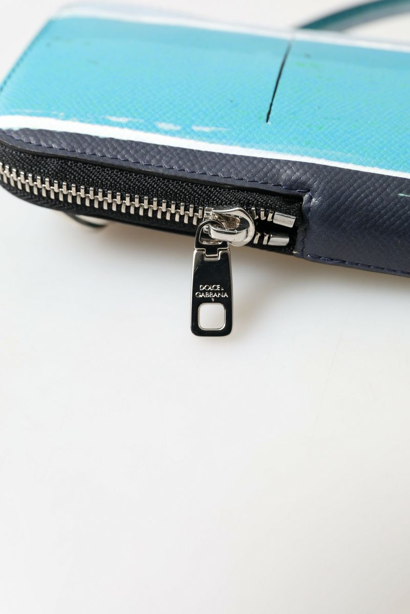 Dolce &amp; Gabbana Синя кожена мъжка чанта през рамо през рамо Чанта за телефон