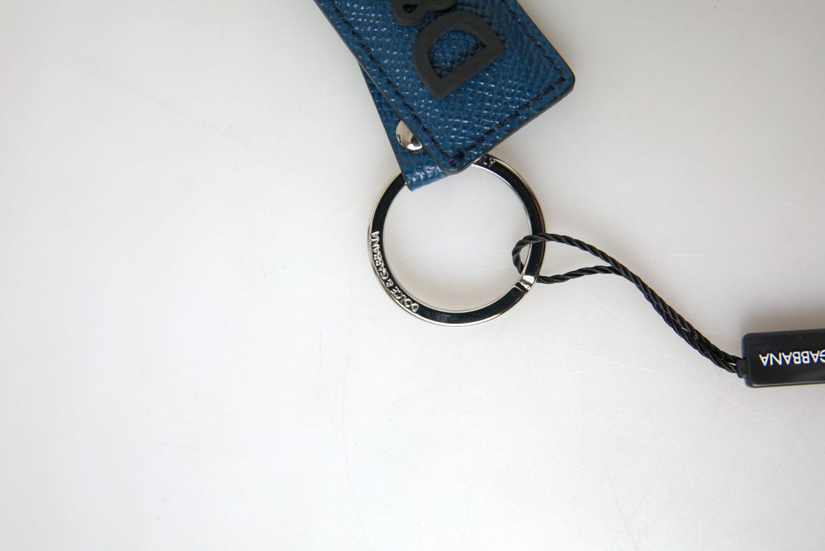 Метален ключодържател Dolce &amp; Gabbana със синьо кожено лого DG